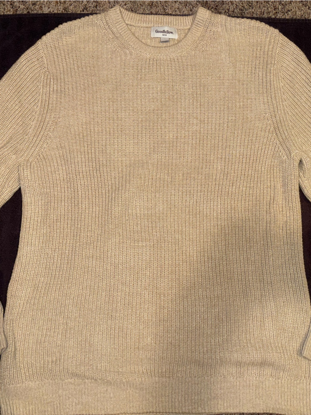 Goodfellow & Co Cream Ribbed Crew Neck Sweater